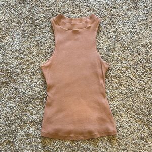 Skims Mock Neck Sleeveless Ribbed Tank Top Small